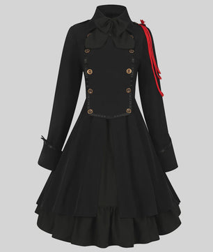 Middeleeuwse Renaissance Lolita Jurk - Vintage Victoriaans Hofkostuum met Strik en Ruches