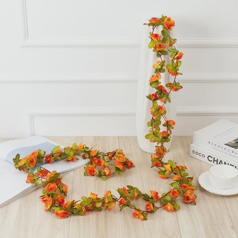 Kunstrozen Garland - Decoratieve Slier met Rozen en Bladeren