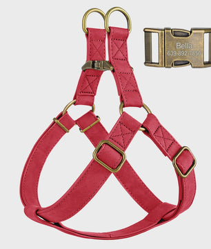 Luxe PU Leder Hondentuig met Leash en Gepersonaliseerde ID Gesp - Duurzaam voor Kleine & Middelgrote Honden