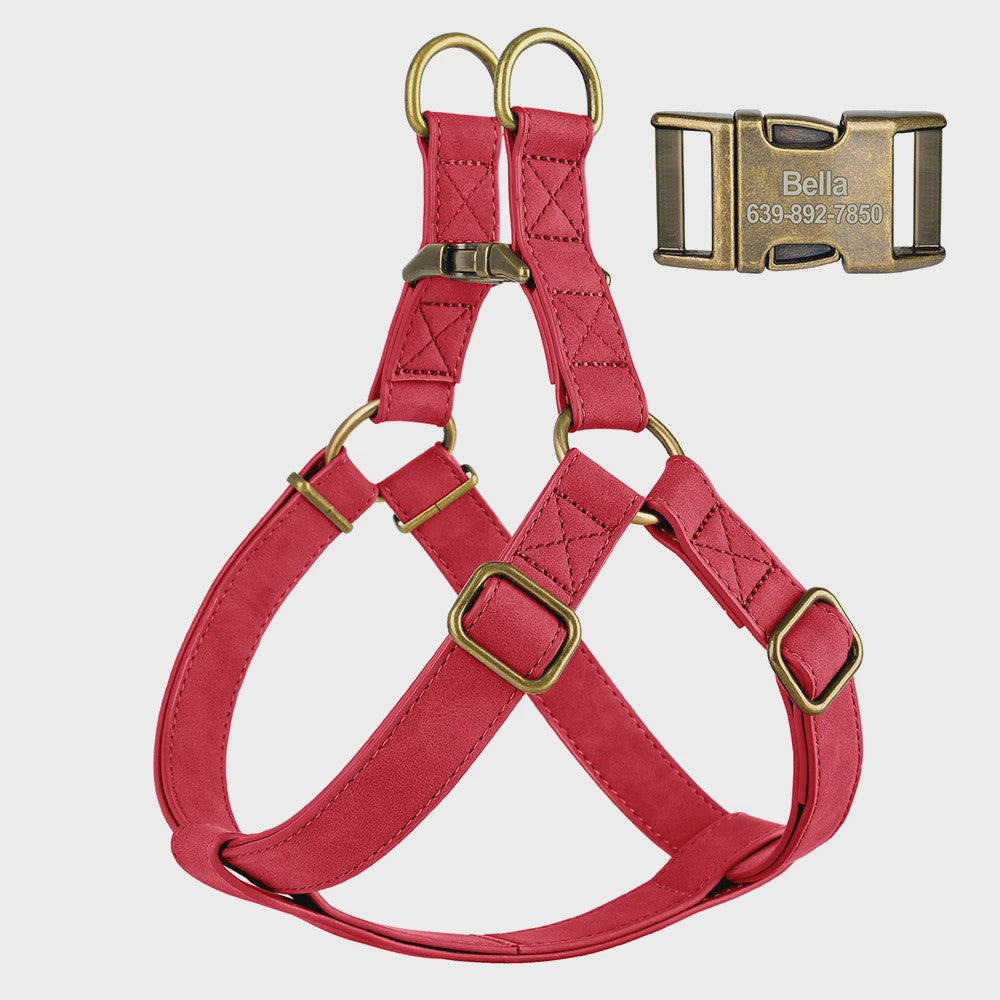 Luxe PU Leder Hondentuig met Leash en Gepersonaliseerde ID Gesp - Duurzaam voor Kleine & Middelgrote Honden