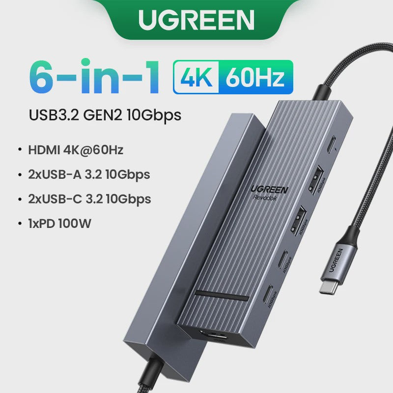 UGREEN 10-in-1 USB-C Hub: 8K/4K Dual HDMI, RJ45, USB 3.0, PD 100W - Docking Station voor MacBook & Laptop