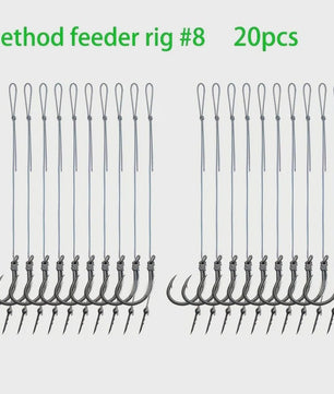 Method Feeder Rigs Set: 10/20 Stuks Haken met Gevlochten Lijn voor Feeder Vissen