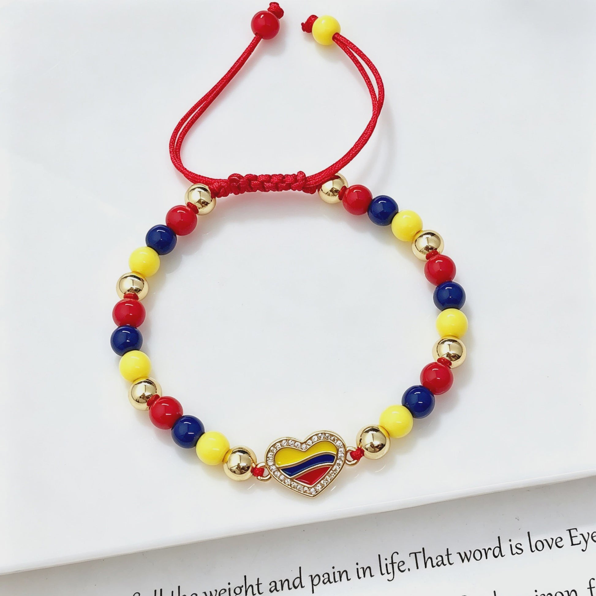 Colombia Vlag Armband - Verstelbaar Patriotisch Sieraden met Rood, Geel en Blauwe Kralen