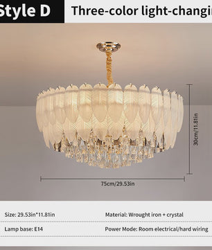 Luxe Pluimen & Kristal Plafondlamp - Sfeervolle Hanglamp voor Woonkamer & Slaapkamer