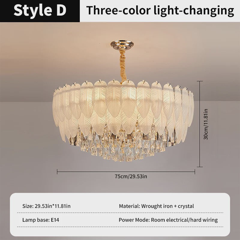 Luxe Pluimen & Kristal Plafondlamp - Sfeervolle Hanglamp voor Woonkamer & Slaapkamer