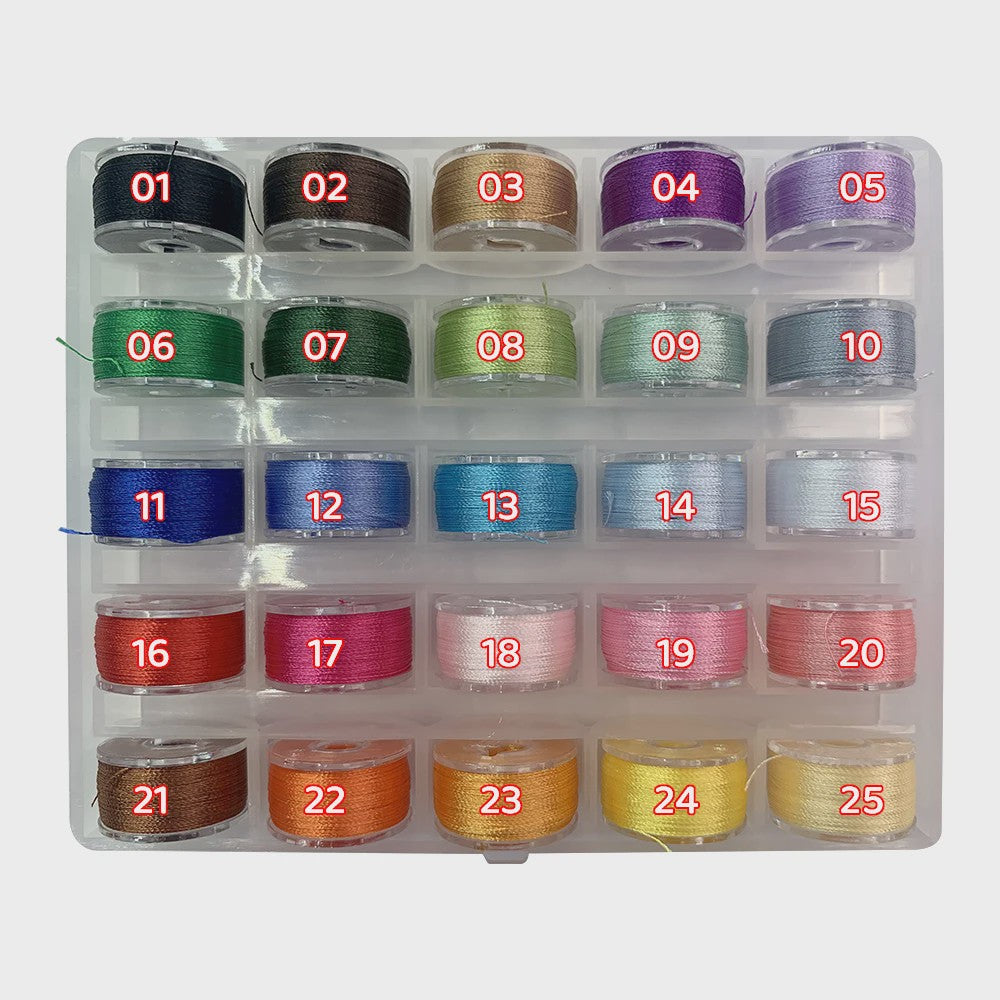 25 Kleuren Hoogglans Borduur Garen - 90 Meter Spoelen voor Handwerk & DIY