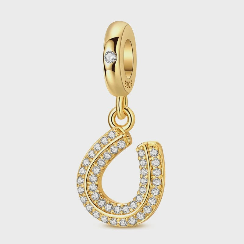 925 Sterling Zilveren Bedel: Gouden Strik met Roze Hart & Kruis met Oog van Horus