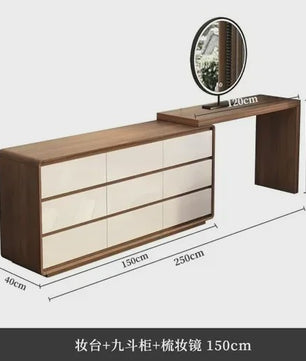 Moderne Houten Kaptafel met Spiegel en Ruime Opbergruimte
