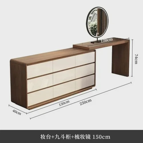 Moderne Houten Kaptafel met Spiegel en Ruime Opbergruimte