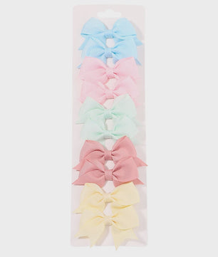 Set van 10 Handgemaakte Strikjes Haarclips voor Baby Meisjes - Lint Strikjes Haaraccessoires