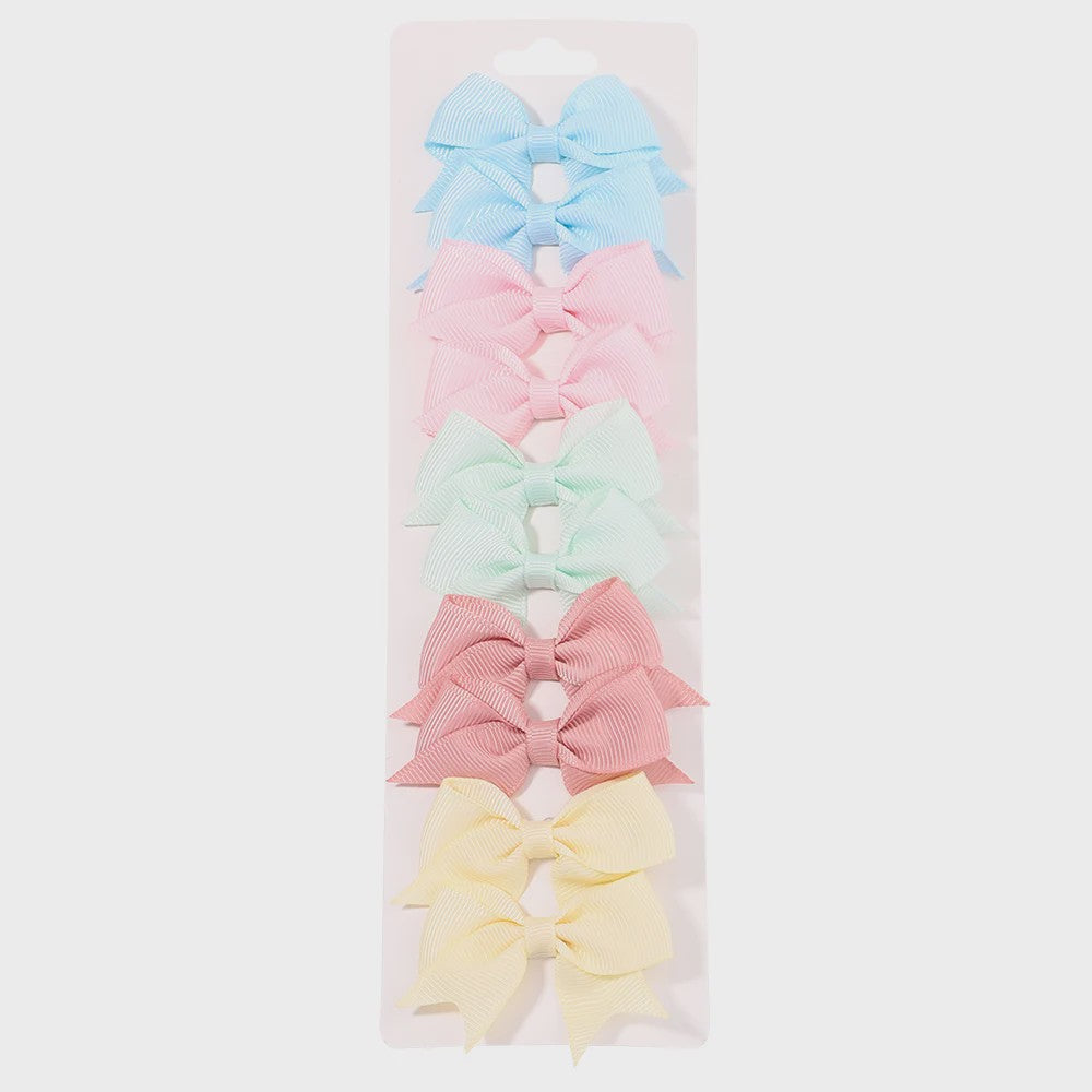 Set van 10 Handgemaakte Strikjes Haarclips voor Baby Meisjes - Lint Strikjes Haaraccessoires