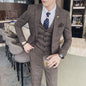 S-7XL (Jacket+Vest+Pants) Fashion Boutique Lattice Formal Business Mens Suit 3Pcs Set Groom Wedding Dress Plaid Suit Show Stage