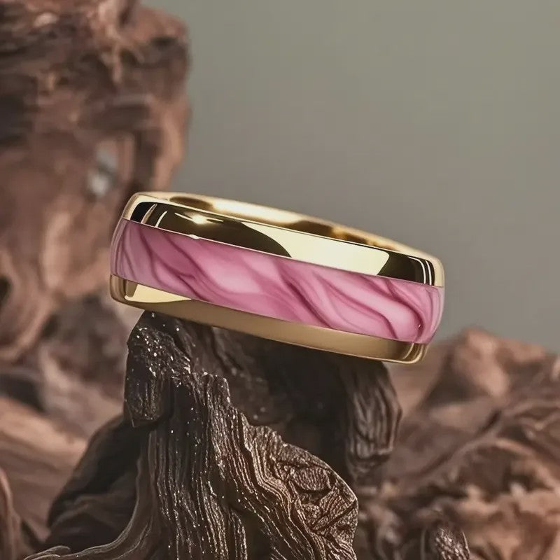Luxe Groene Kristalstenen Ringen voor Mannen - 8mm Roestvrij Staal Trouwband