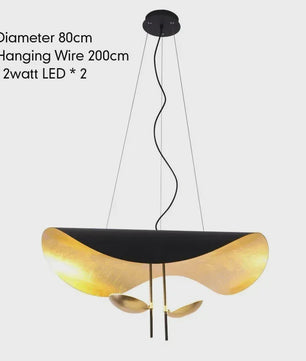 Moderne Lotusblad Hanglamp - LED, Metaal, Goud & Zwart/Wit