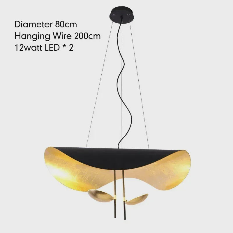 Moderne Lotusblad Hanglamp - LED, Metaal, Goud & Zwart/Wit