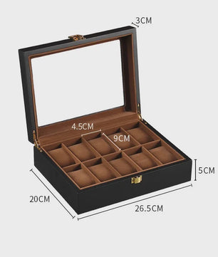 Luxe Houten Horlogedoos met Glas - Diverse Slots & Stijlvolle Opbergoplossing