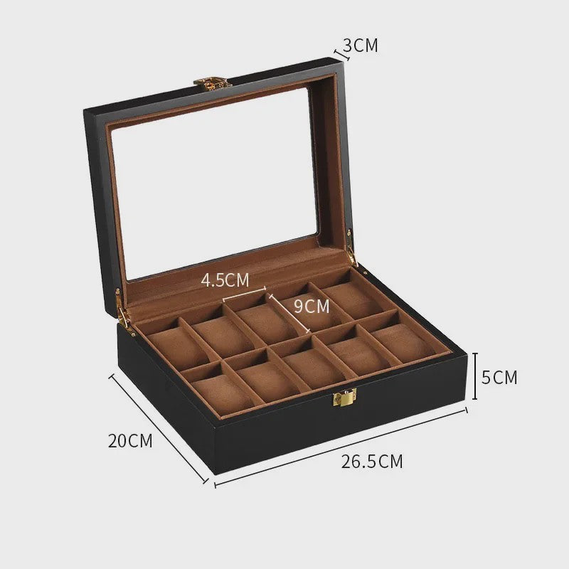 Luxe Houten Horlogedoos met Glas - Diverse Slots & Stijlvolle Opbergoplossing