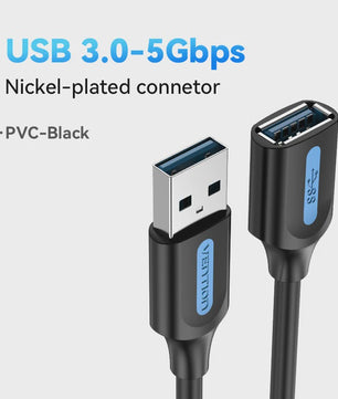 Vention USB 3.0 Verlengsnoer - Snelle Dataoverdracht voor PC, TV, Console & Meer