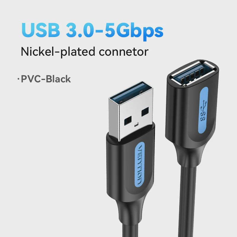 Vention USB 3.0 Verlengsnoer - Snelle Dataoverdracht voor PC, TV, Console & Meer
