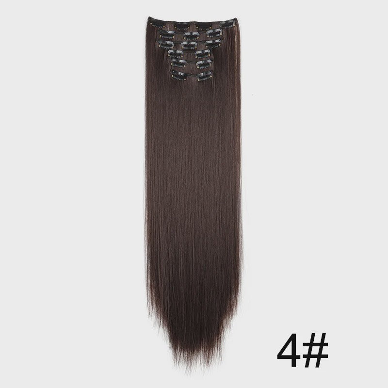 Synthetische Haarverlenging Set: 6 Delen Clip-in Extensions 60cm Lang & Steil