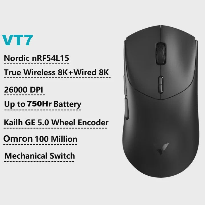 Rapoo VT7 MAX Draadloze Gaming Muis: 8K Polling Rate, Ultralicht & 750u Batterij
