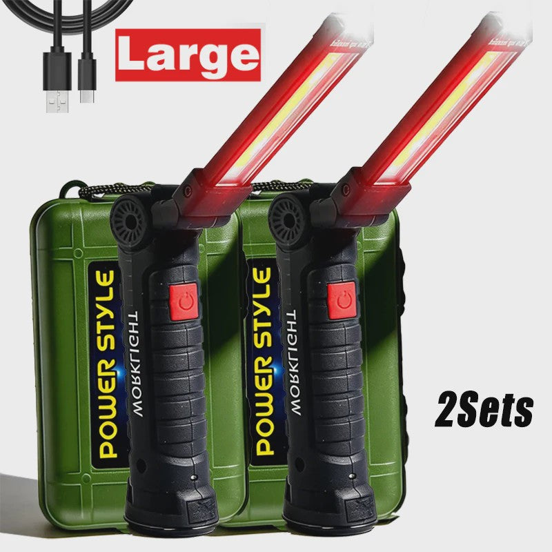 360° Draaibare LED Werklamp met 5 Modi, USB Oplaadbaar, Magneetvoet & Haak