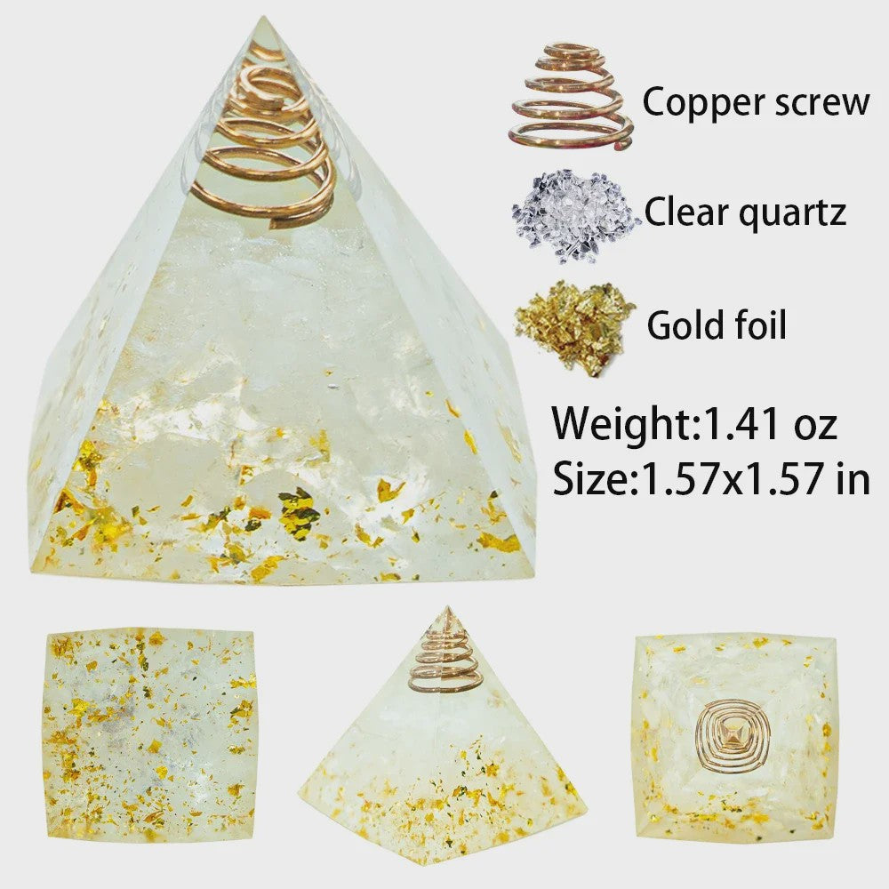 Orgonite Kristal Piramide - Energie & Meditatie Tool - Amethist & Kwarts Decoratie