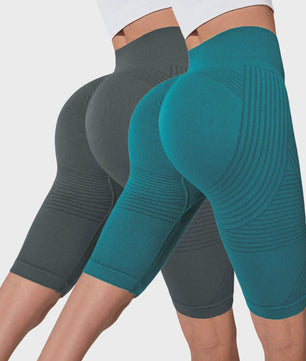 2-Pack Seamless High-Waisted Yoga Shorts met Push-Up Effect - Perfect voor Fitness & Training