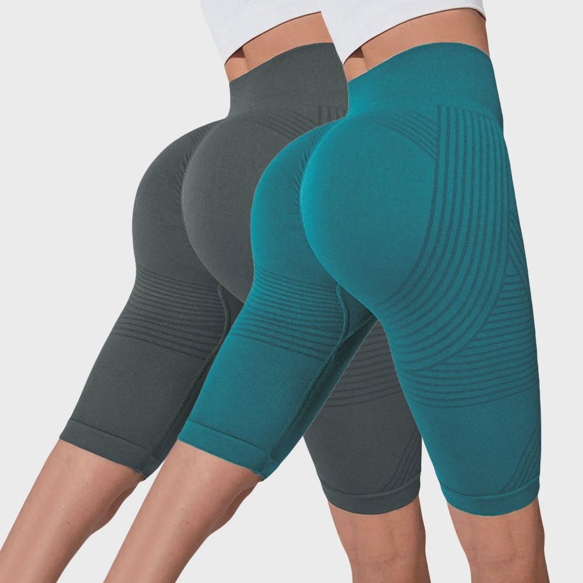 2-Pack Seamless High-Waisted Yoga Shorts met Push-Up Effect - Perfect voor Fitness & Training