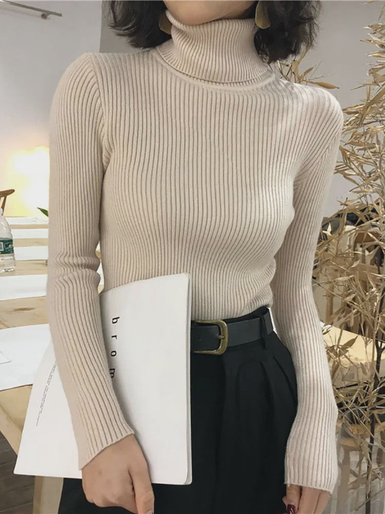 Dames Gebreide Turtleneck Trui - Slim Fit Koreaans Stijl | Herfst & Winter Collectie
