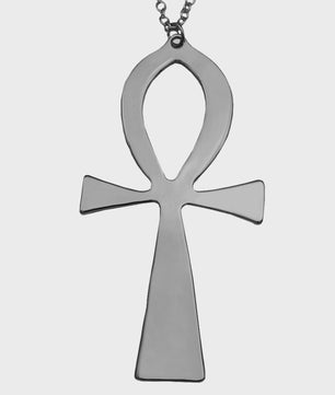 Vintage Egyptische Ankh Kruis Ketting - Grote Hanger met Lange Ketting