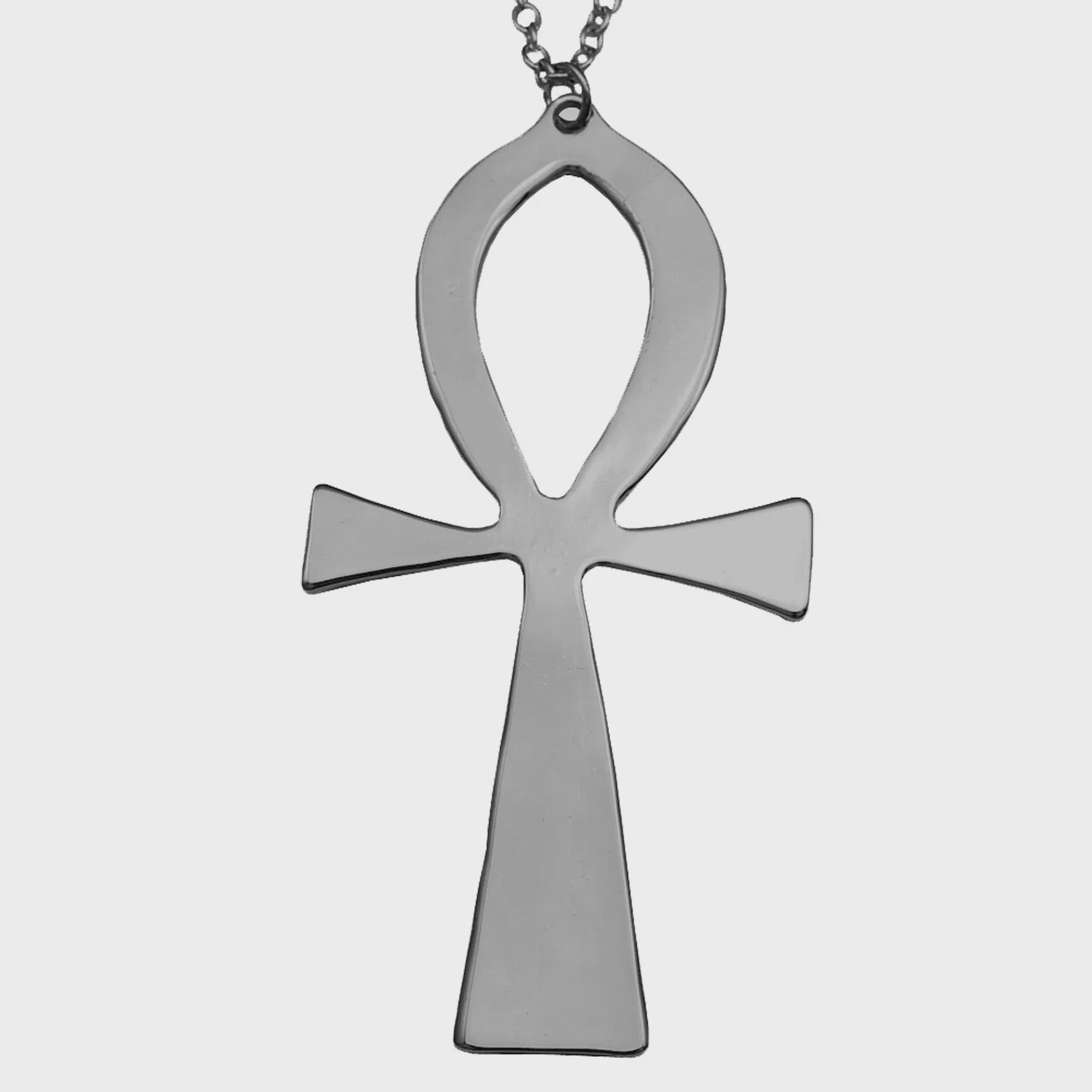 Vintage Egyptische Ankh Kruis Ketting - Grote Hanger met Lange Ketting