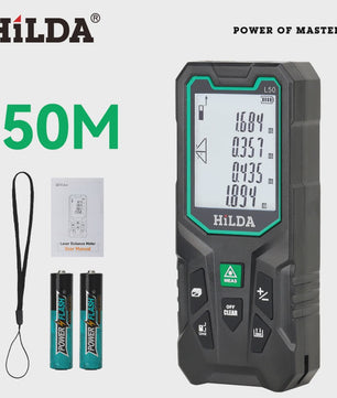 HILDA Laser Afstandsmeter 120M - Hoekmeting, Dubbele Laser & Oplaadbaar