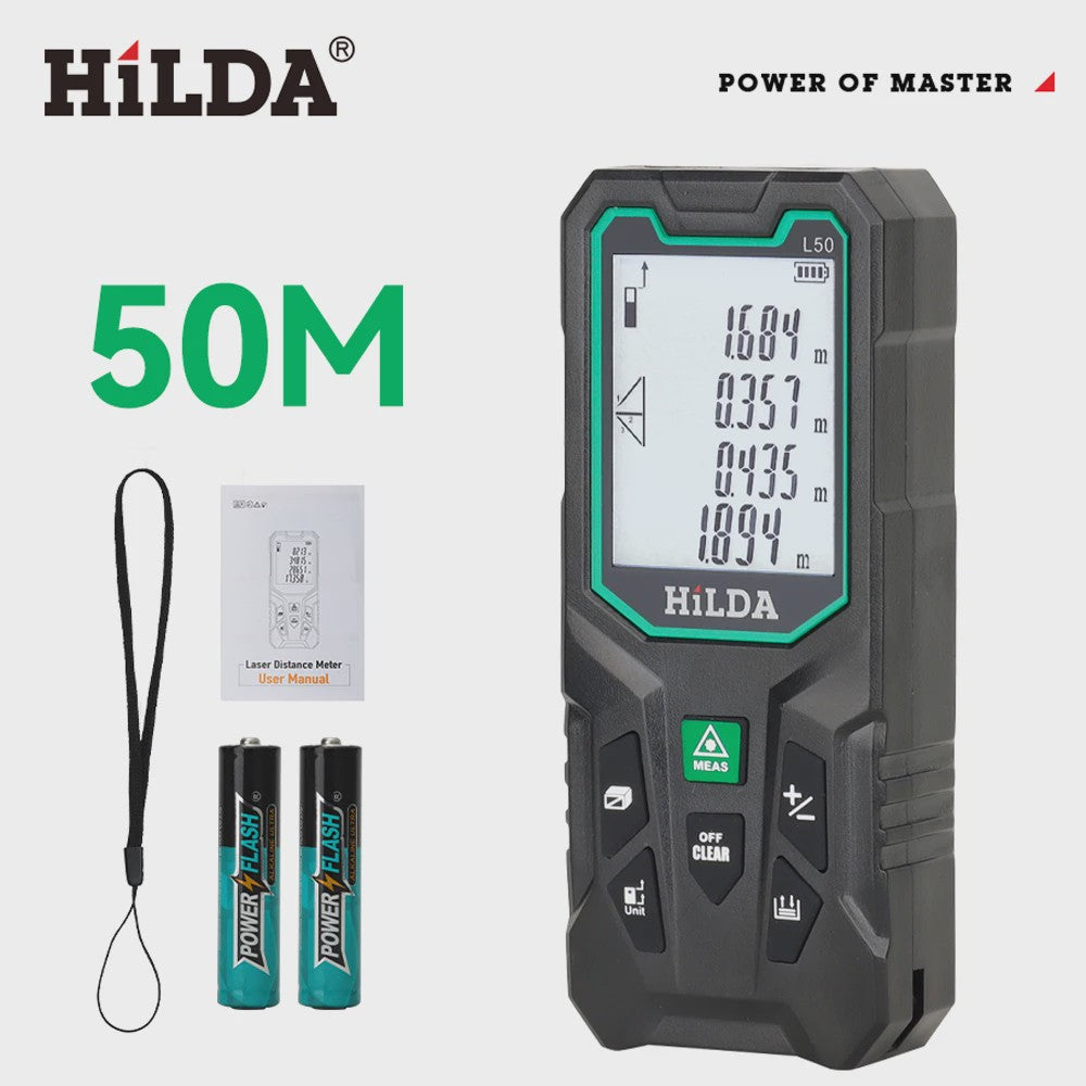 HILDA Laser Afstandsmeter 120M - Hoekmeting, Dubbele Laser & Oplaadbaar
