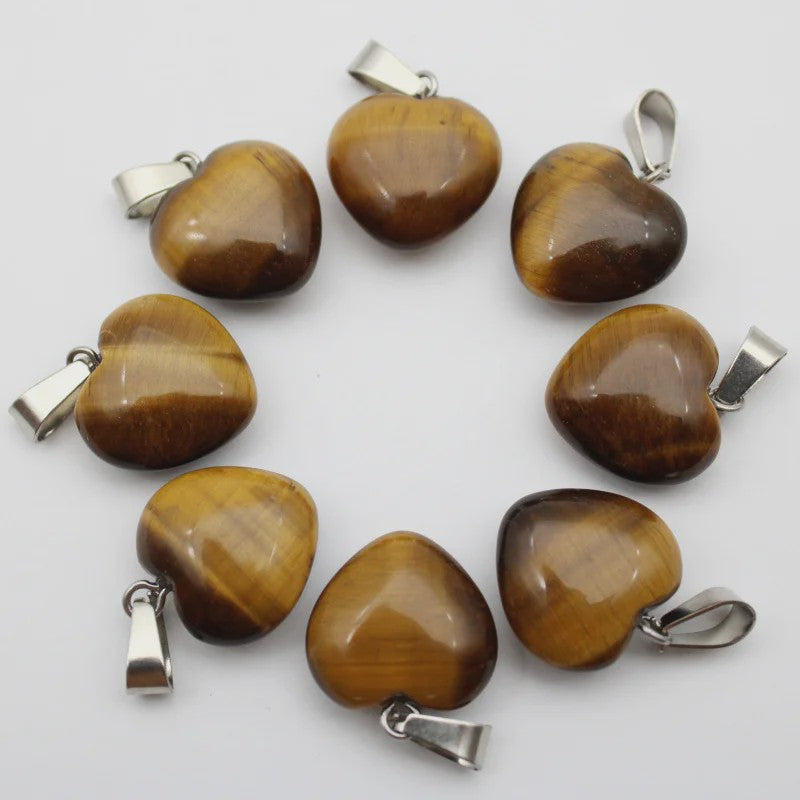 30x Natuursteen Hart Hangers (Amethist/Kwarts/Agaat) - DIY Sieraden Maken