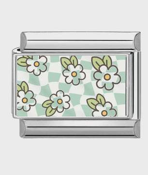 Modulaire RVS Bedel Links - Italiaanse Charm Collectie - Blue Series