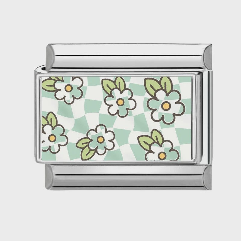 Modulaire RVS Bedel Links - Italiaanse Charm Collectie - Blue Series