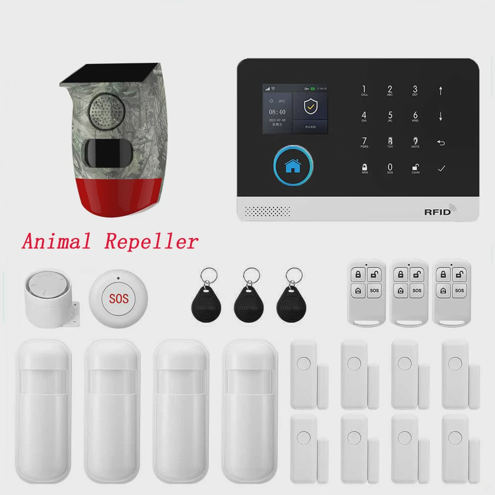 Slim Beveiligingssysteem voor Thuis: WIFI/GSM Alarm met Deur- en Bewegingssensoren, Tuya & Alexa Compatibel