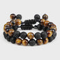 Verstelbare Lava Kralen & Tijgeroog Armband - Yoga & Helende Sieraden voor Hem en Haar