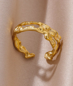 Gouden Ringen Dames - Roestvrij Staal Chunky Open Ringen Vintage Geometrisch Design