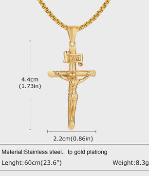 Stijlvolle Gouden Heren Ketting met Kruis Hanger - Roestvrij Staal, Vintage Mode Sieraden