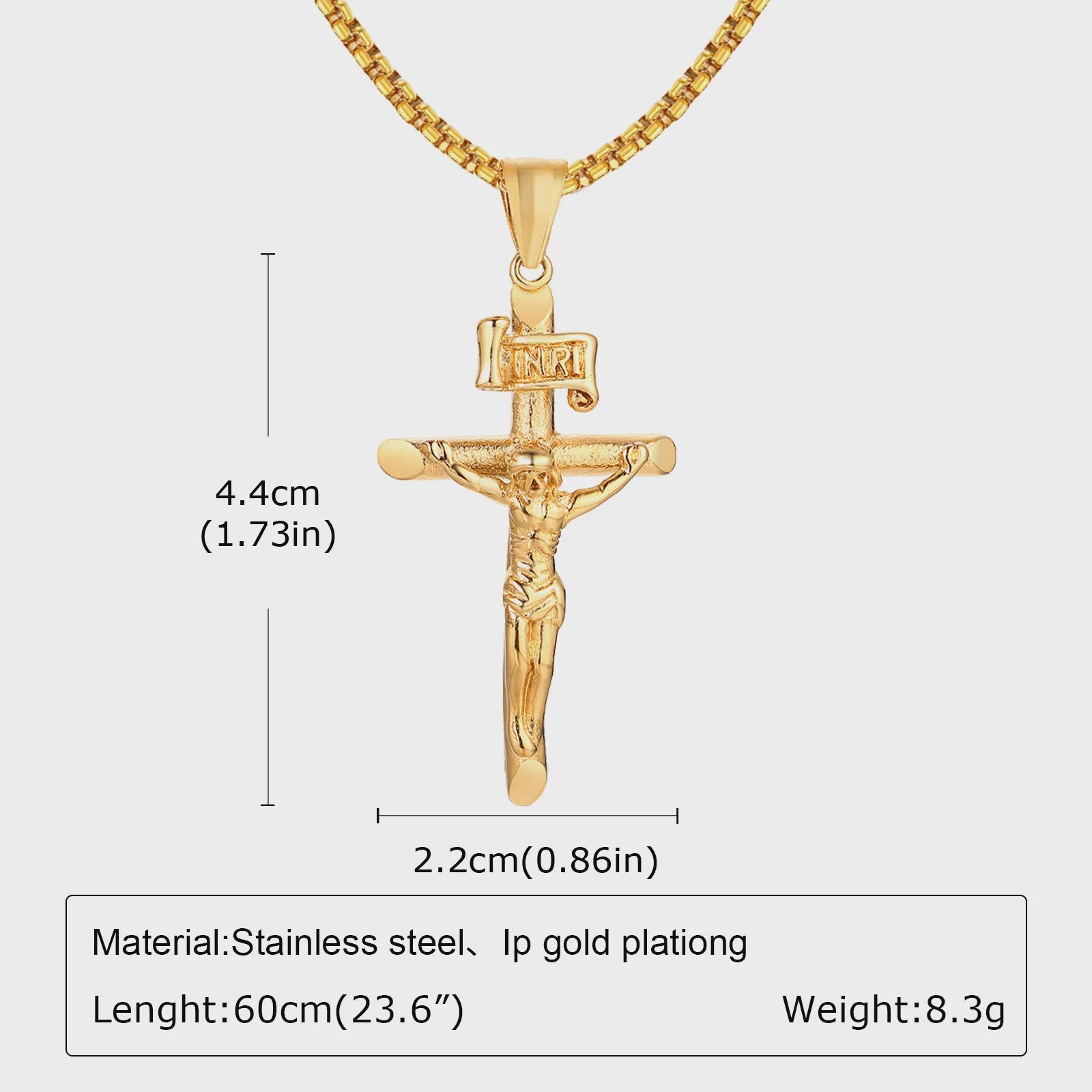 Stijlvolle Gouden Heren Ketting met Kruis Hanger - Roestvrij Staal, Vintage Mode Sieraden