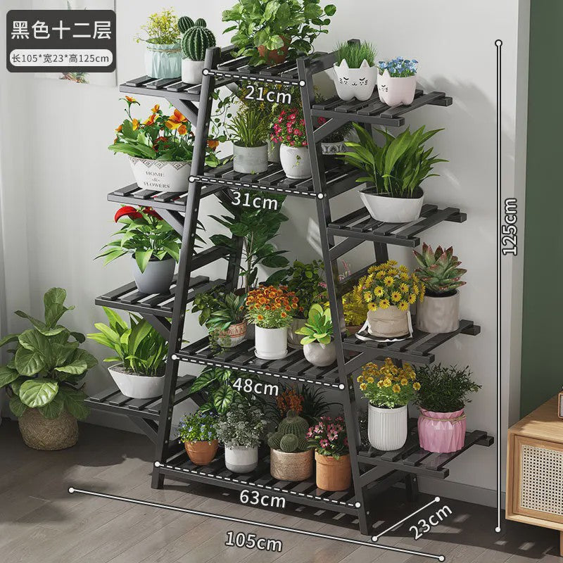 Houten Bloemenstandaard Multi-laags Balkon Plantenrek Woonkamer