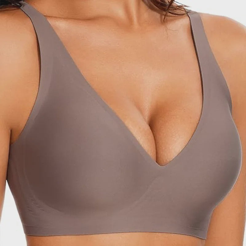 Seamless Beugelvrije BH met Luipaardprint - Diepe V-hals & Push-up Effect