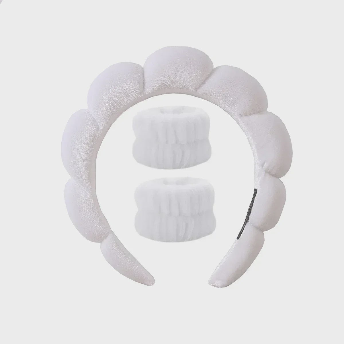 Cosmetische Puffy Hoofdband en Polsbandjes Set - Microfiber voor Gezichtswas & Make-up
