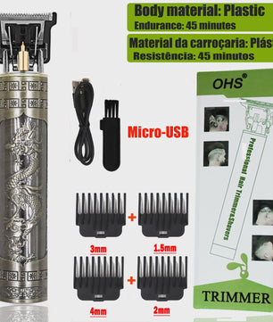 OHS Vintage Oplaadbare T9 Baardtrimmer & Haarsnijmachine - Professionele Draadloze Scheerapparaat voor Mannen