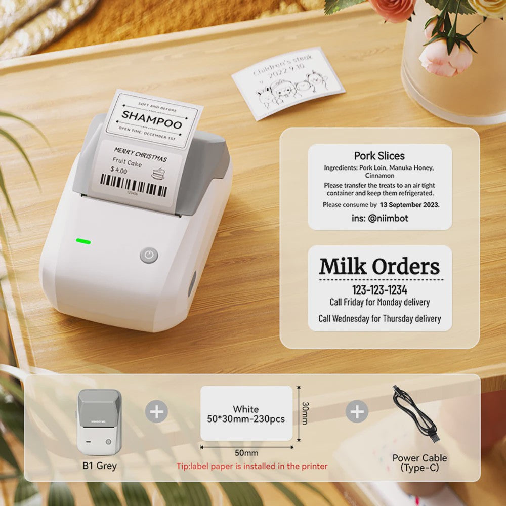 Niimbot B1 Draadloze Thermische Labelprinter - Ideaal voor Kleine Bedrijven, Huis & Cadeaus
