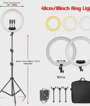 18 Inch Ring Light LED Lamp met Verstelbaar Statief & Telefoonhouder voor YouTube, Foto & Studio