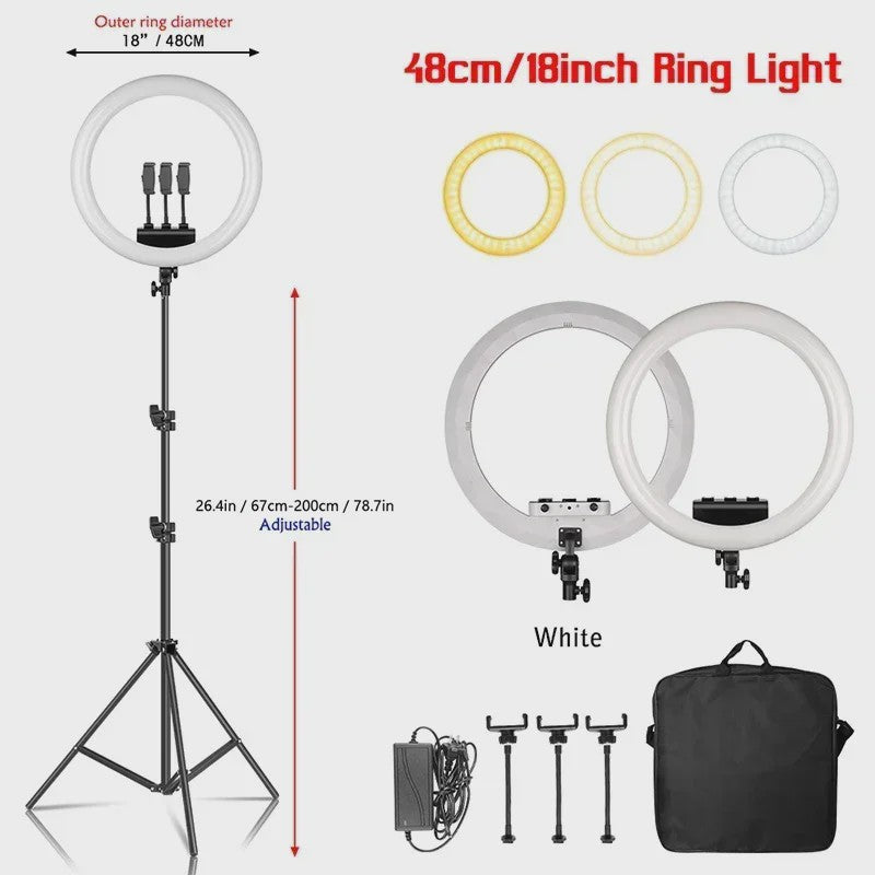 18 Inch Ring Light LED Lamp met Verstelbaar Statief & Telefoonhouder voor YouTube, Foto & Studio