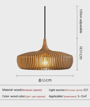 Wabi-Sabi Houten Hanglamp LED - Vintage Minimalistisch Design